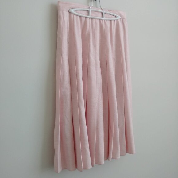 Vintage 14 fits M made in Van Canada heavyweight midi pleated petal pink… - Picture 7 of 15